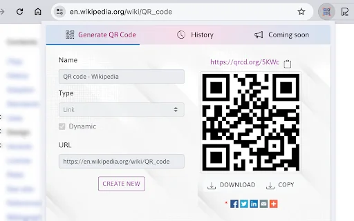 QR Code Generator at Reader – Pinakamabilis na QR Tool Para sa Chrome - Screenshot 2