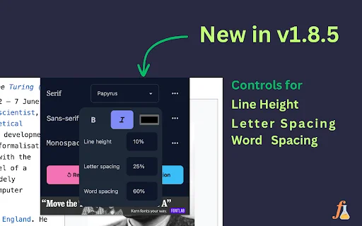 I-download ang Fontonic para sa Chrome – Baguhin ang Font ng Website - Screenshot 1