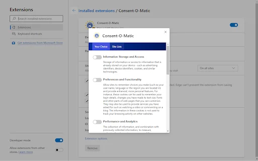 Consent-O-Matic: Awtomatikong Pag-block ng Cookie sa Browser - Screenshot 1